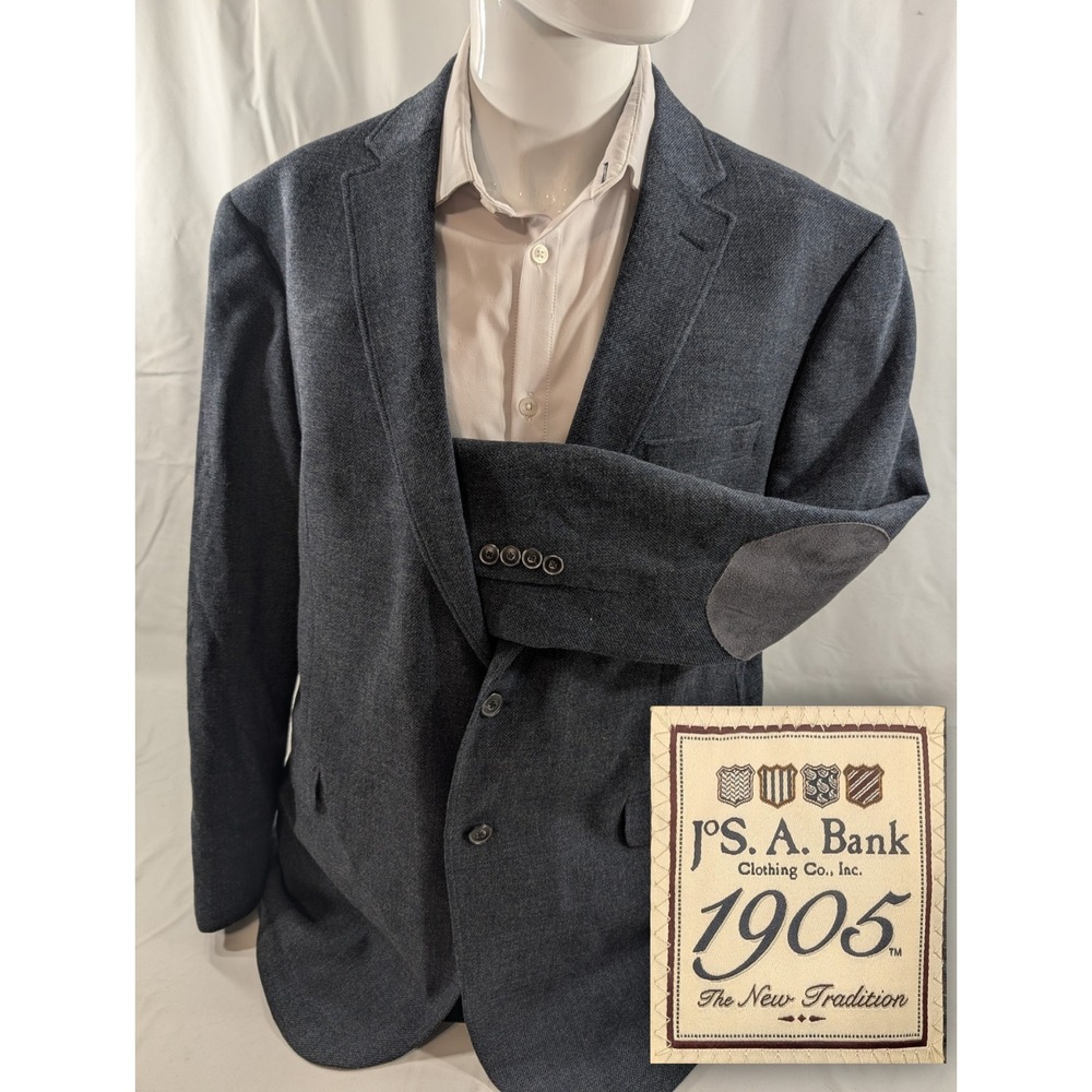 Jos. A. Bank 1905 Wool Blend Burlap Blazer Coat Sports Suit Jacket  Blue 46R 48"